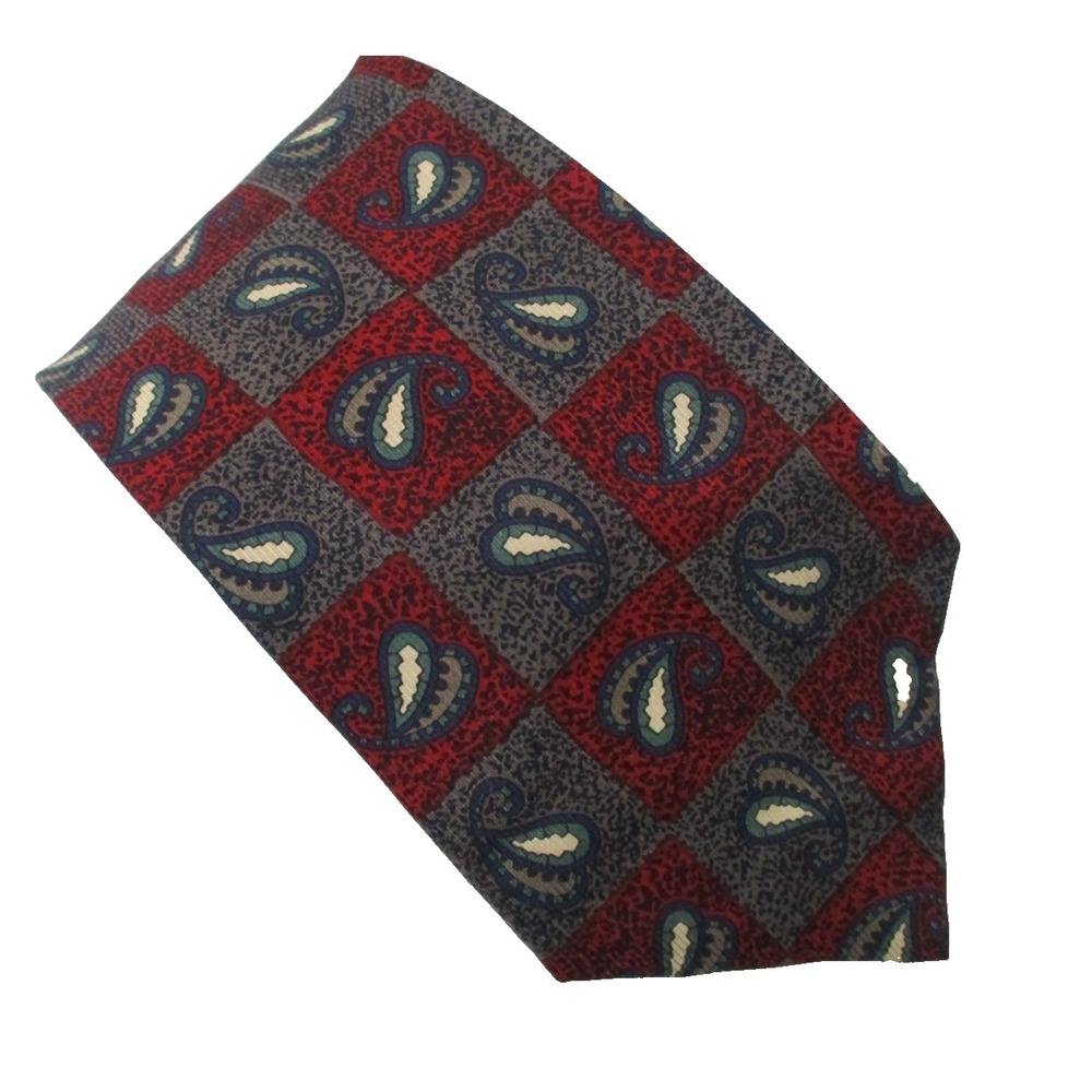 Vintage Burberry's Of London Burberry Tie Mens Neck Tie Paisley Silk USA 57"